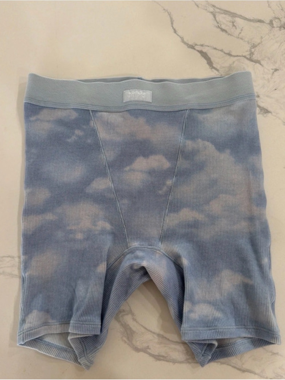 SKIMS Cotton Rib Boxer Shorts XS Blue Cloud Print Rare Sold Out